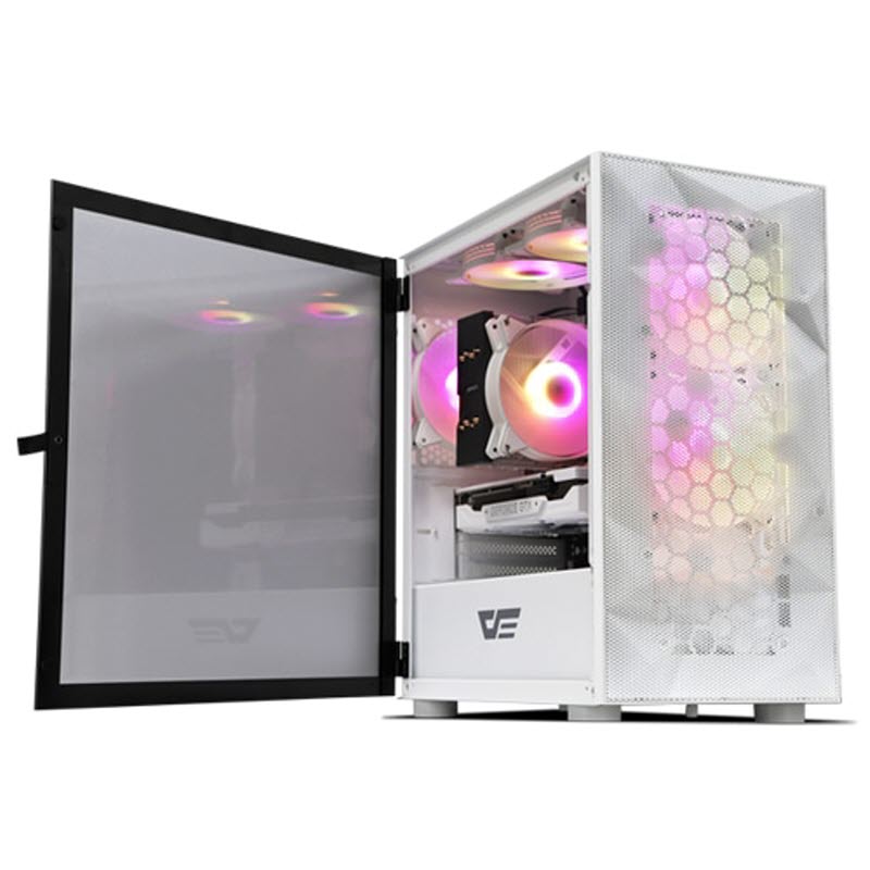 다크플래쉬 darkFlash DLM21 RGB MESH 강화유리 미들타워 컴퓨터 PC 케이스 (화이트) : 마스터셀러