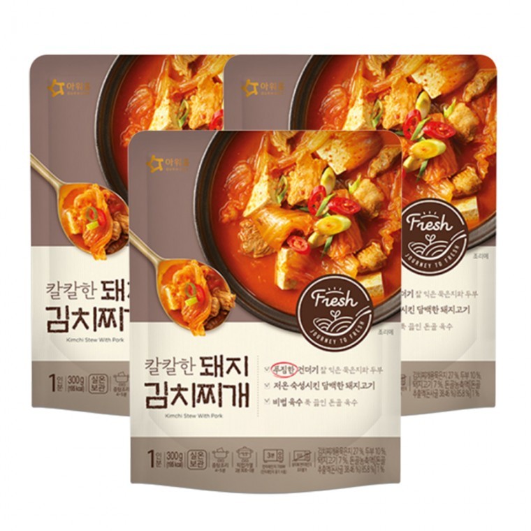 국 요리 아워홈 칼칼한 돼지김치찌개 즉석 탕 2+1 찌개 300g : 오늘의카트