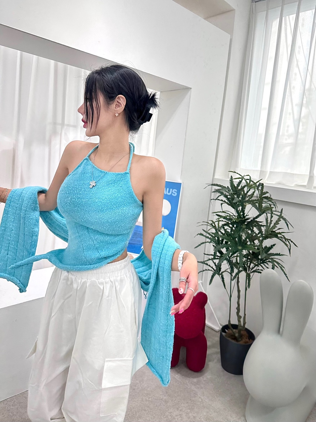 [나시+볼레로SET] 홀터 사선언발나시+볼레로니트 투피스세트 3COLOR : Elfo