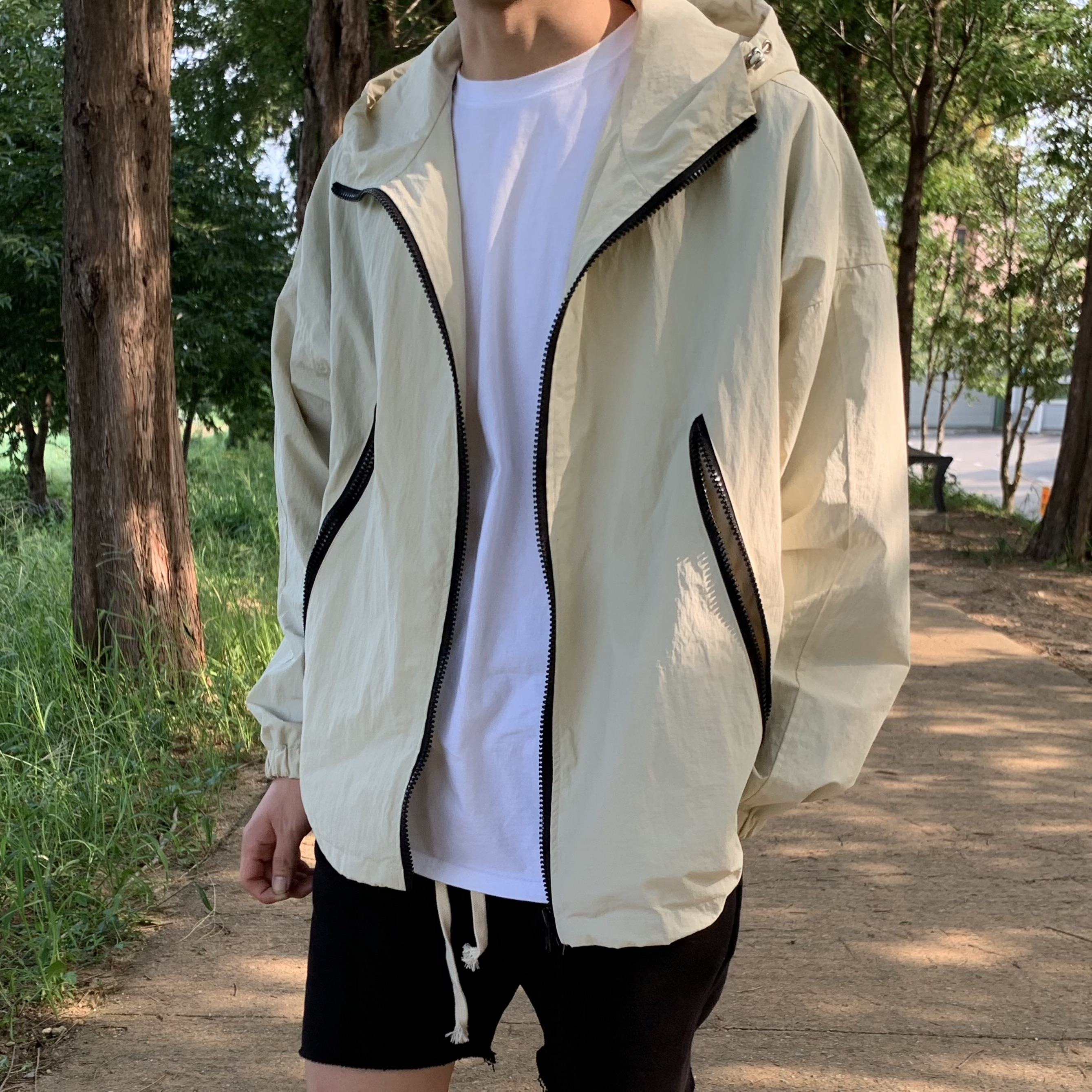 투웨이 나일론 스트링 후드 바람막이(2color) : 구오룸