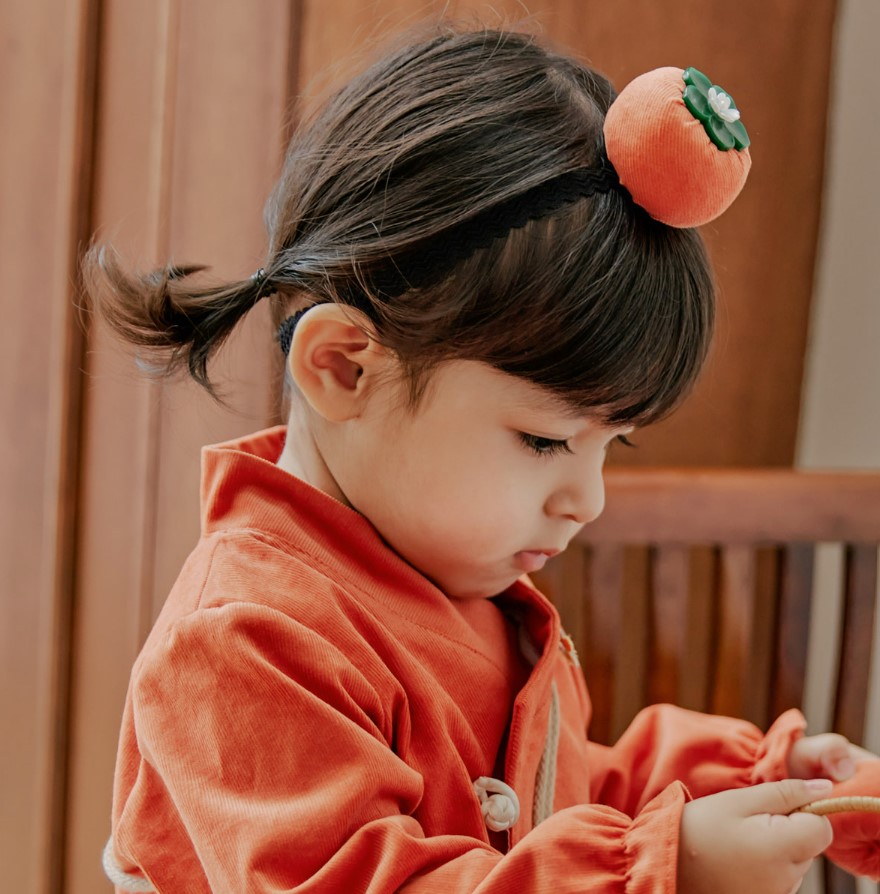 여자 아기한복 베베 추석 한가위 홍시 헤어밴드 : 소유베베