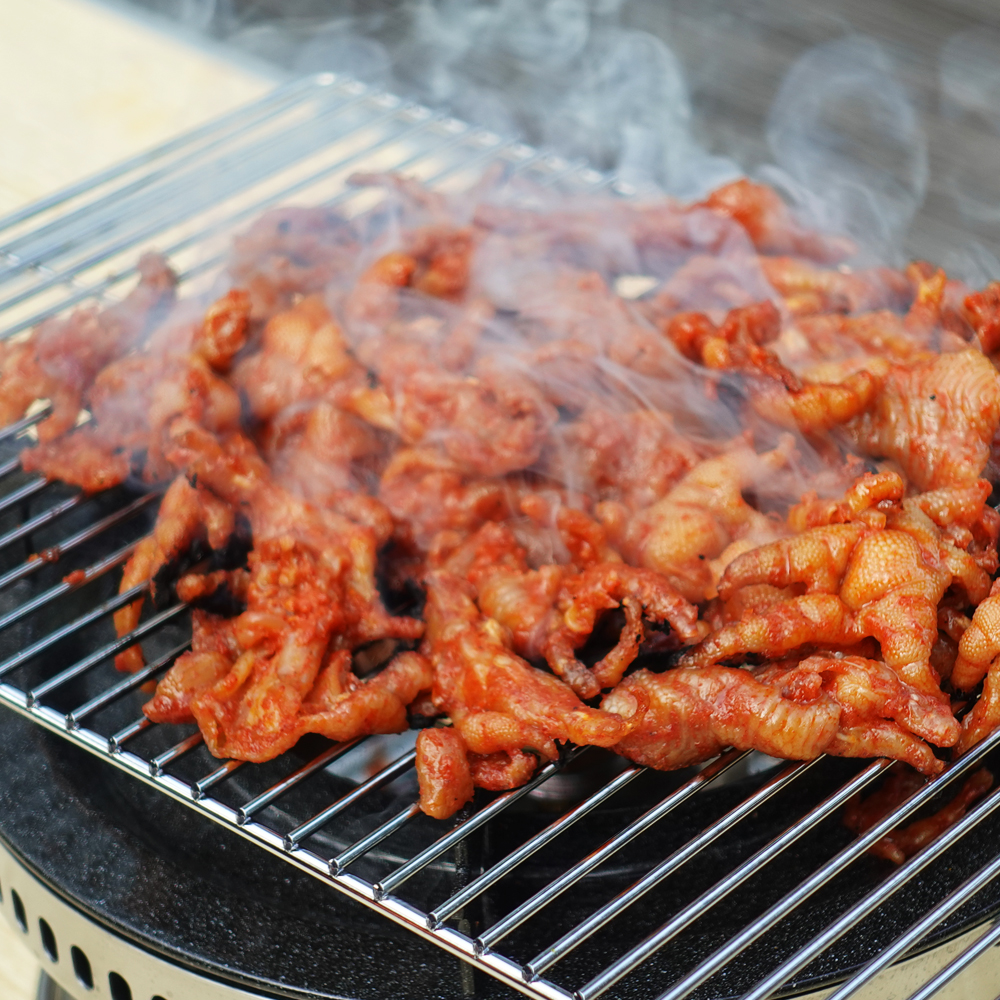 직화 무뼈닭발 15분구운 바르밀 튤립닭발 숯불 매운 뼈없는 불 구이 양념 닭발 : 우리들