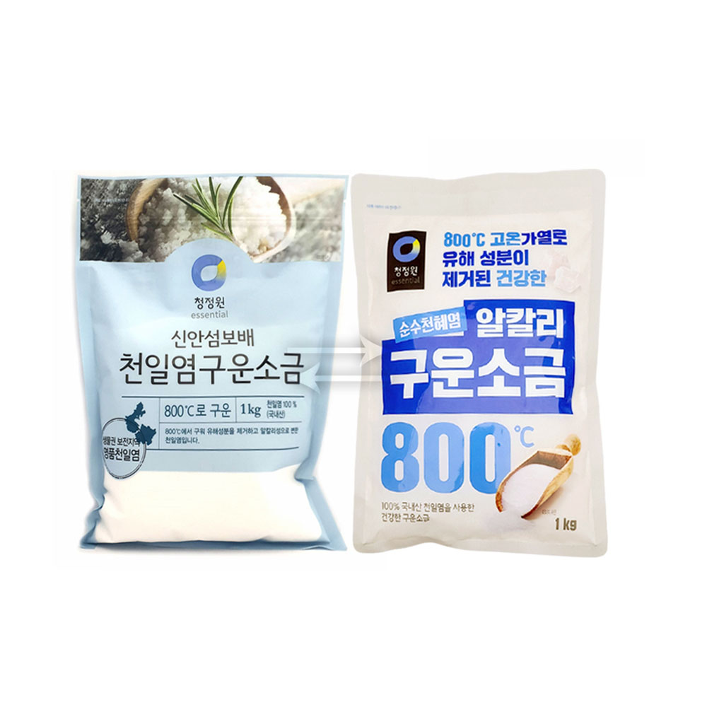 청정원 신한 신안 구운소금 500g 1kg 천일염 가는소금 용융소금 : 또중이