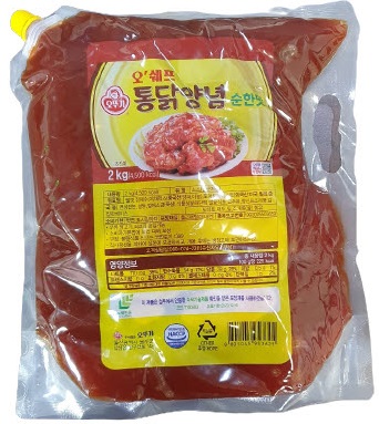 오뚜기 오쉐프 통닭양념 순한맛 2kg 닭강정 소스 양념 치킨 : 와우식자재