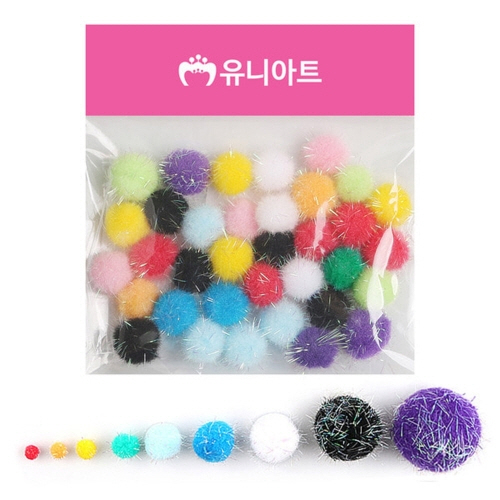 [유니아트] 1000 반짝이 퐁퐁 20mm 칼라혼합 / 6개입 / 132313 : 조이문방구