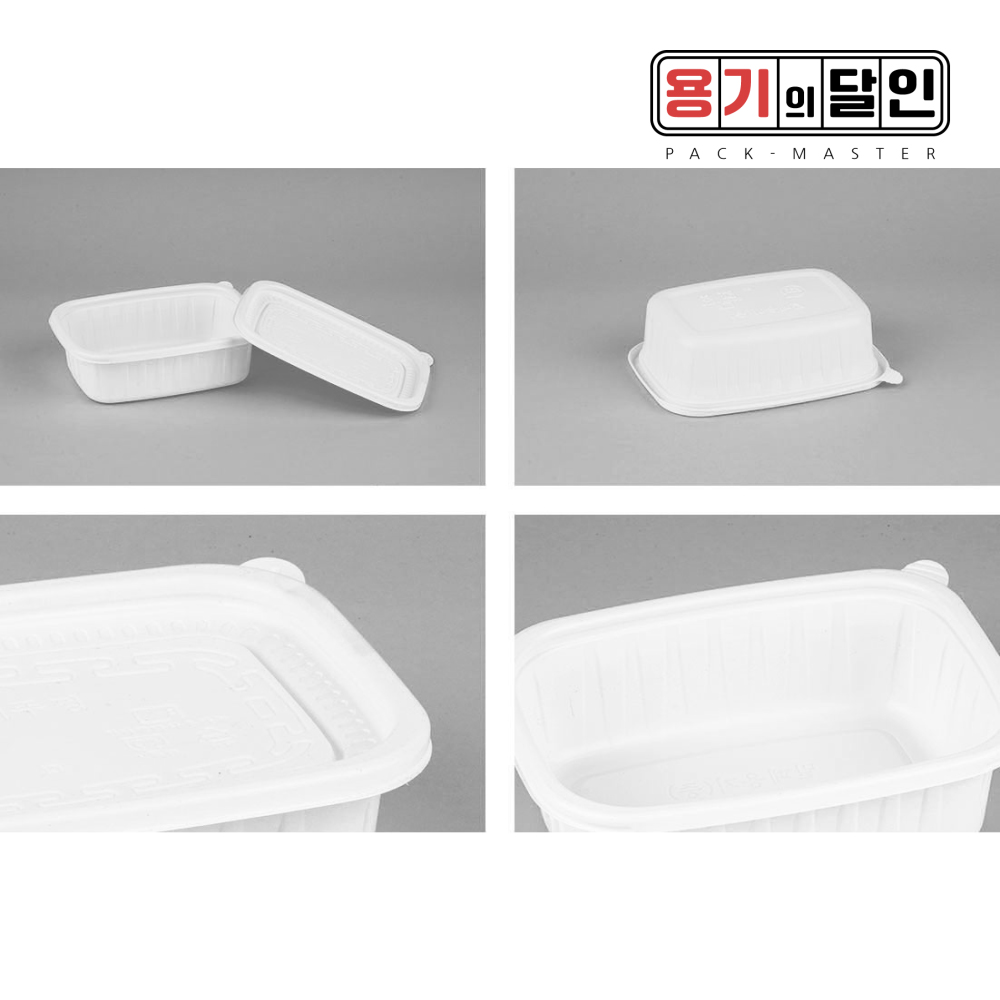 친환경 사각 반찬 죽용기 중 850ml 500세트 JH 180 백색 죽 반찬 일회용 밀폐 : 용기의달인