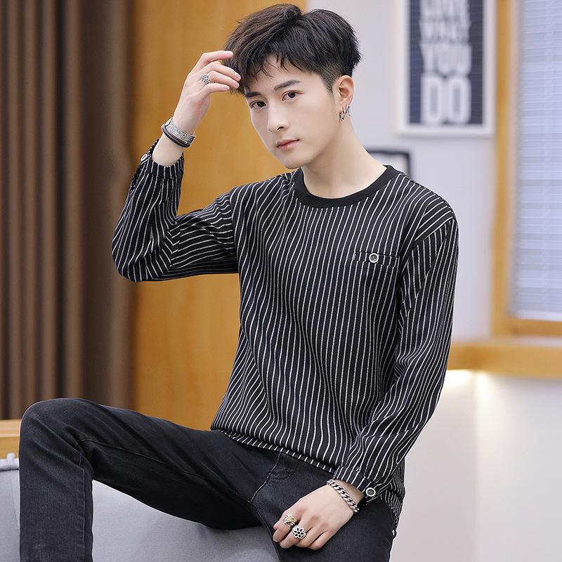 남자 남성 슬림 봄 스트라이프 데일리룩 캐주얼 티셔츠 가을 ES1 : 엔에이치플러스온