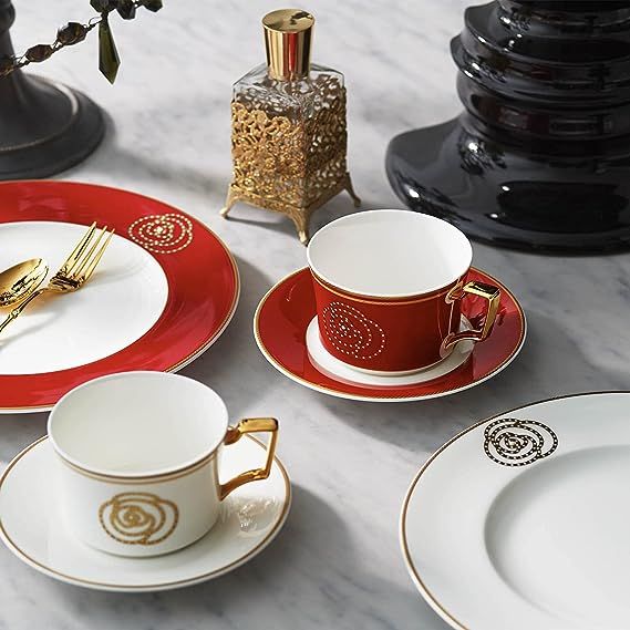 Noritake 노리다케 컵 & 받침 (커피 티 겸용) 240cc 에이단골드 1객 레드 본 : 고고셀러