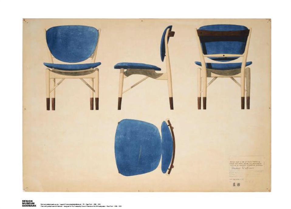 핀율 finn juhl 의자 그림 Blue Chair Watercolors Drawing : 갤러리 다듬