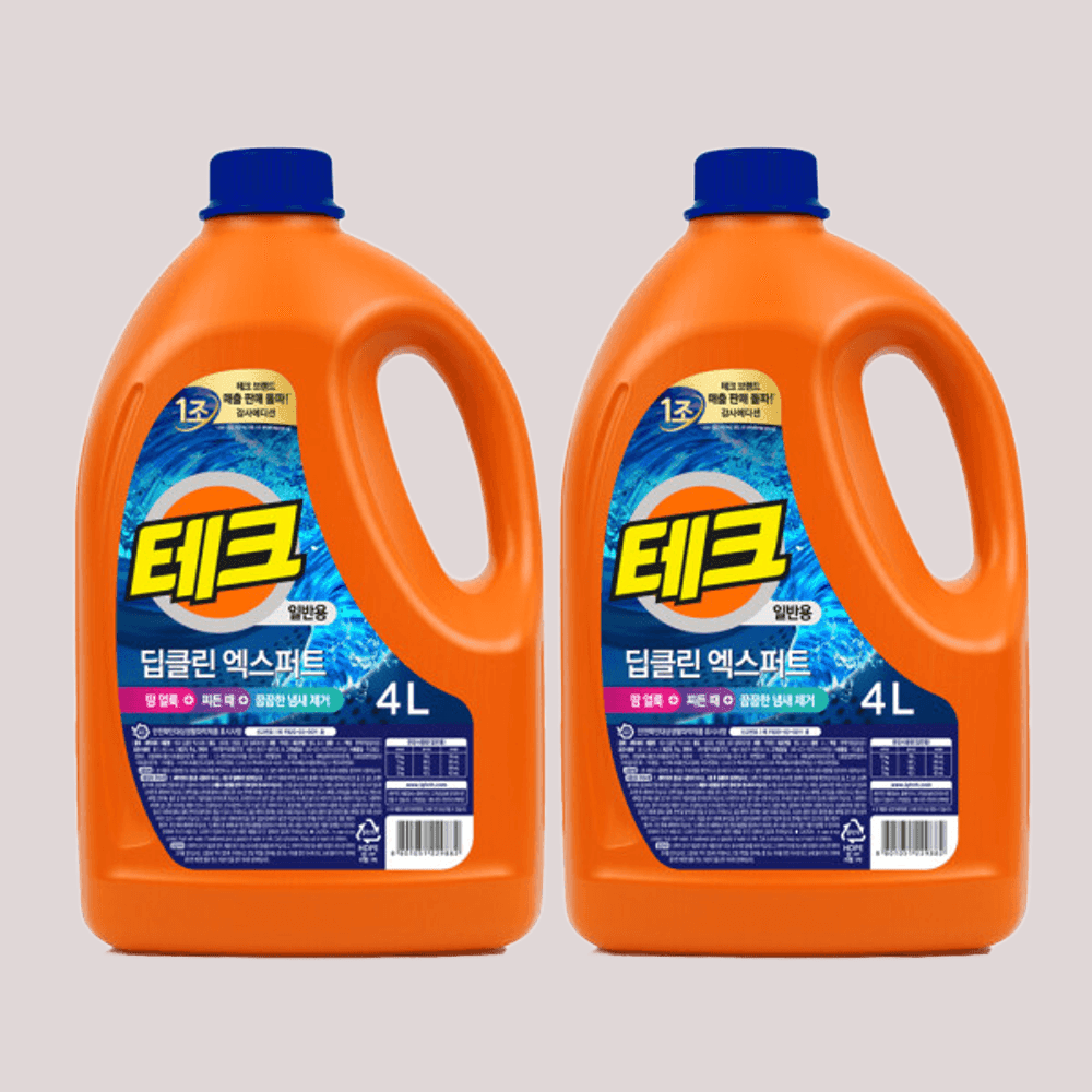 테크 딥클린 엑스퍼트 세탁세제 일반용 4L x 2개 액체 세제 : 광수네컴퍼니