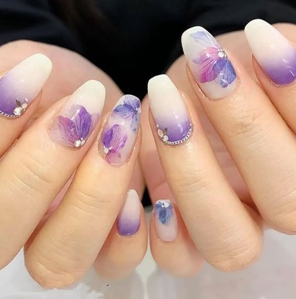 수국화 꽃 네일아트 손톱 젤네일 스티커 수채화 드로잉 꽃 : 젤네일 재료 써니