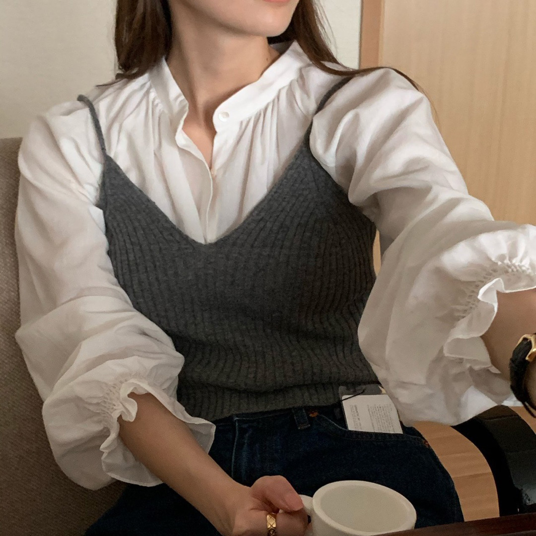 [재진행] comehere 컴히얼 캐시미어 뷔스티에 골지 니트 조끼 (2c) : 어베인