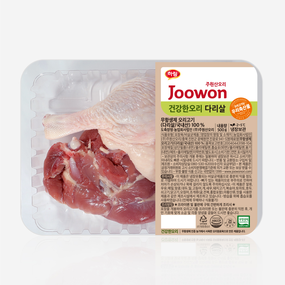 하림 주원산오리 건강한 오리 다리살 500g 무항생제 : 주원산오리