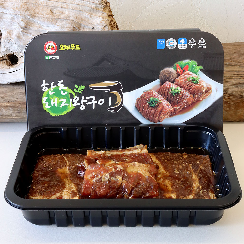 오래푸드 양념 돼지갈비 맛 국내산 돼지왕구이 900g 2팩 총 1.8kg : 오래푸드