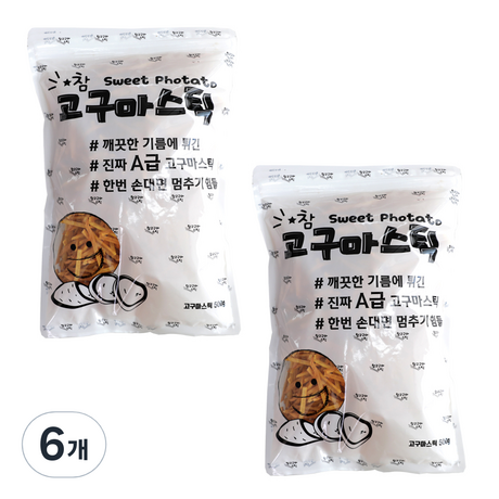 대삼민속식품 스낵 참고구마스틱 500g 6개 : Super Fresh