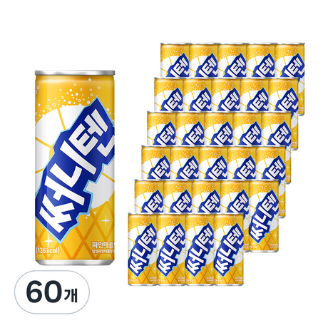 해태음료 과즙탄산음료 써니텐 파인애플향 250ml 60개 : Super Fresh