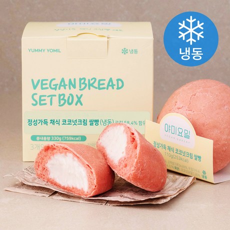 야미요밀 빵 정성가득 채식 코코넛크림 쌀빵 3개입 (냉동) 330g 1개 : Super Fresh