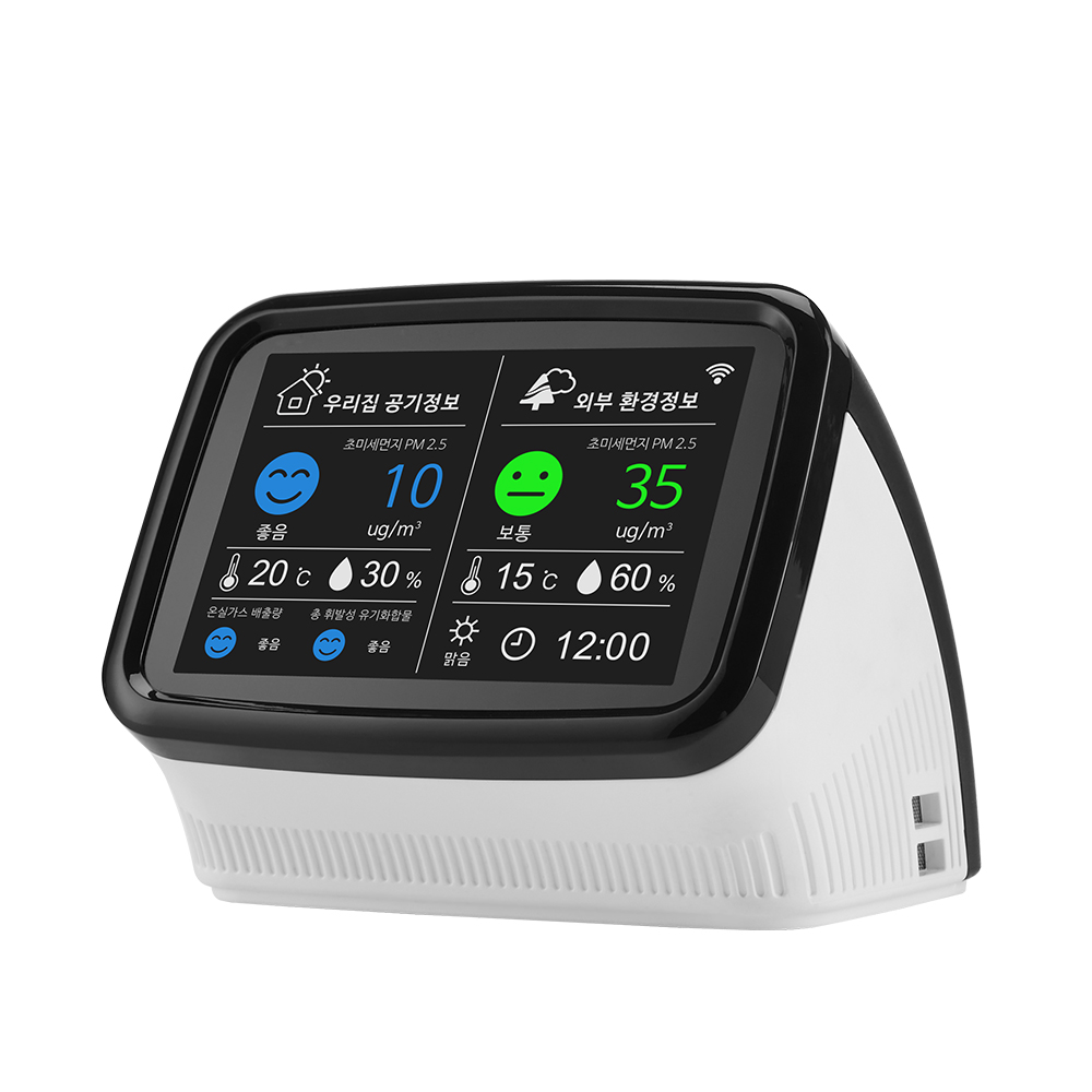 환경부 1등급 미세먼지측정기 에이오 PM2.5 TVOC 온도 습도 외부정보 공기질측정기 : 공기연구소