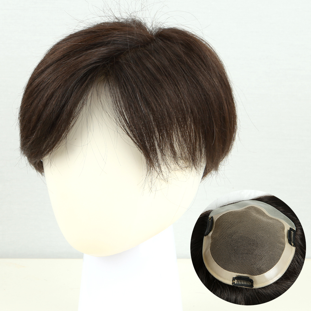[M2002 프리스타일] 인모 100% 불파트 가르마형 투페 남자가발 : 모심위그