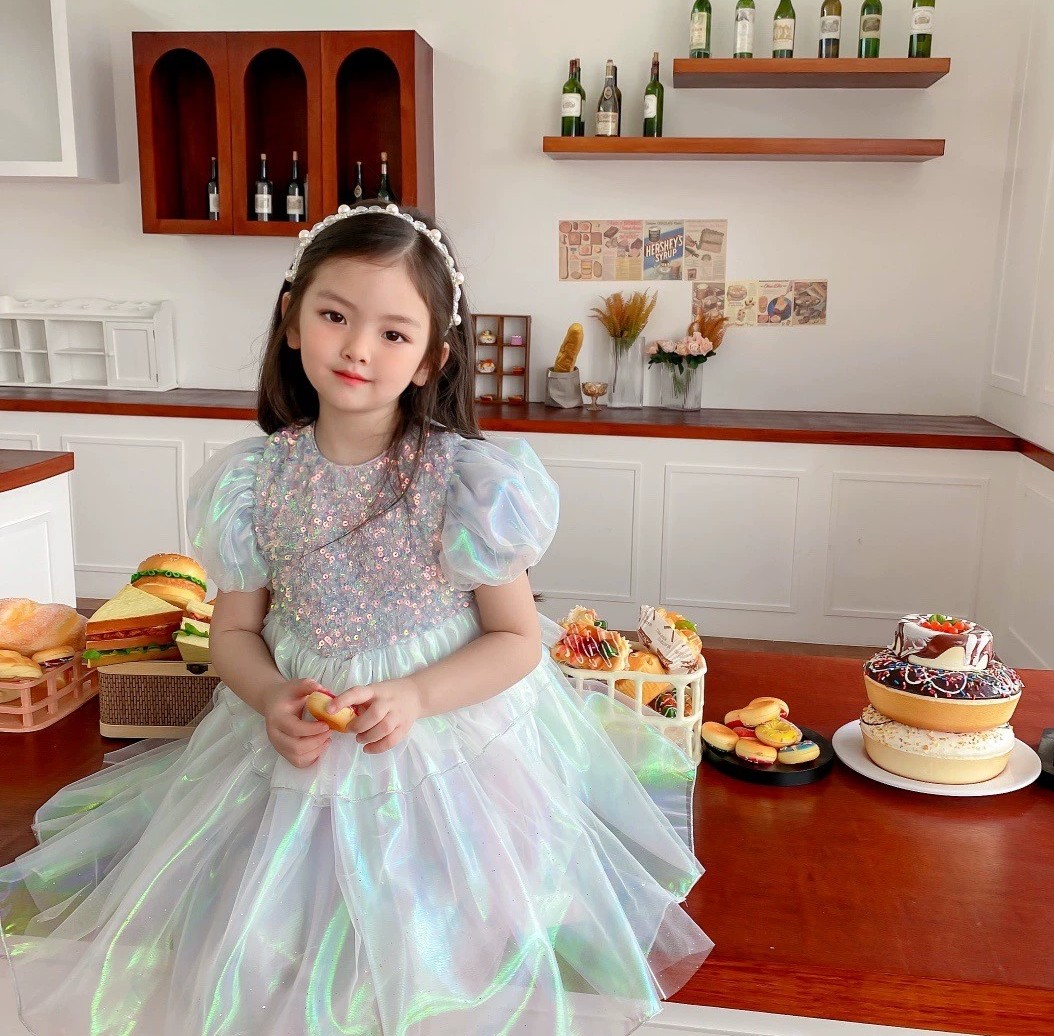 여아 아기 유아 아동 촬영룩 생일 여름 반짝이 원피스 : 밀크퐁퐁