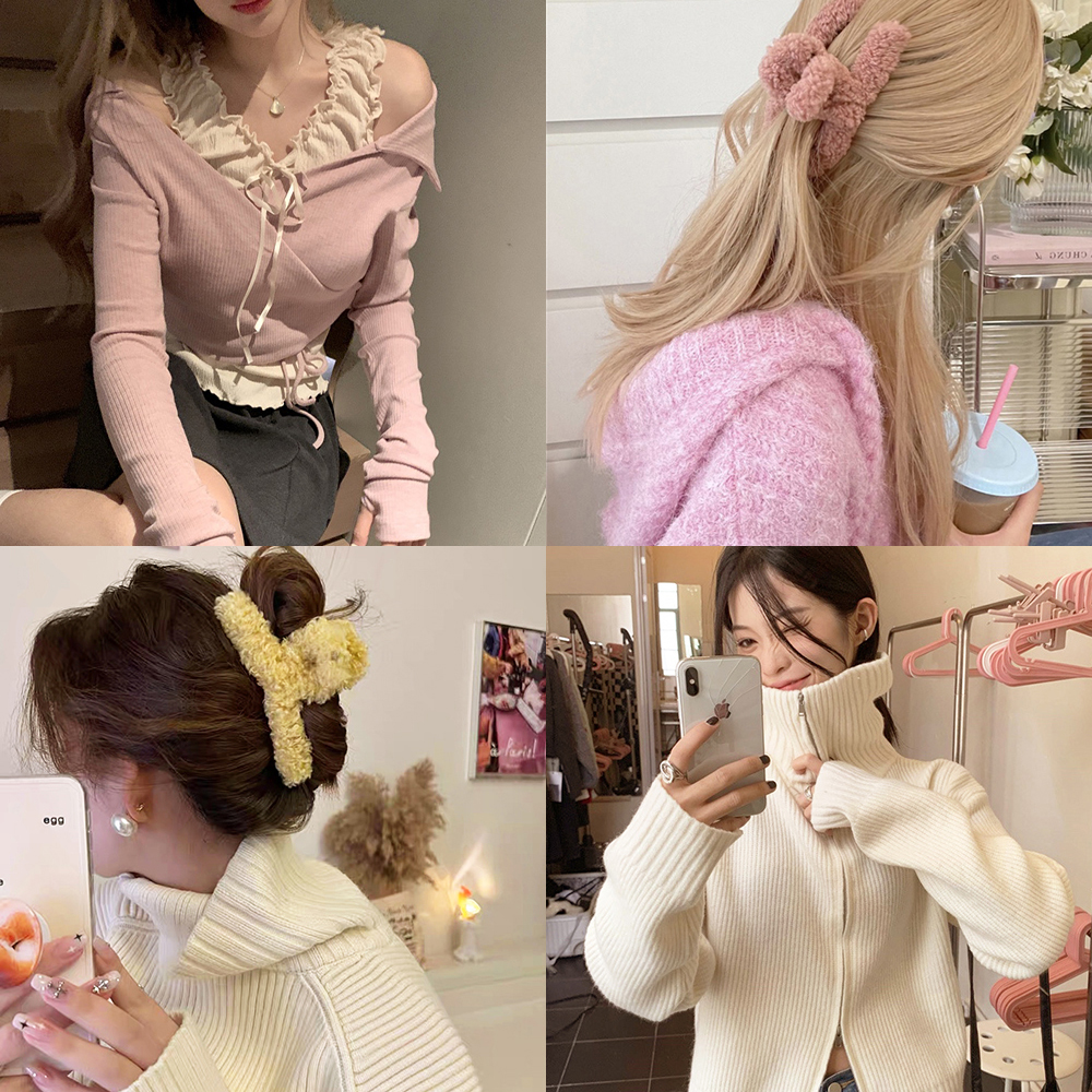 푸들 퍼 집게핀 헤어집게 머리집게 털 뽀글이 겨울 올림 반묶음 : 소로르리즈