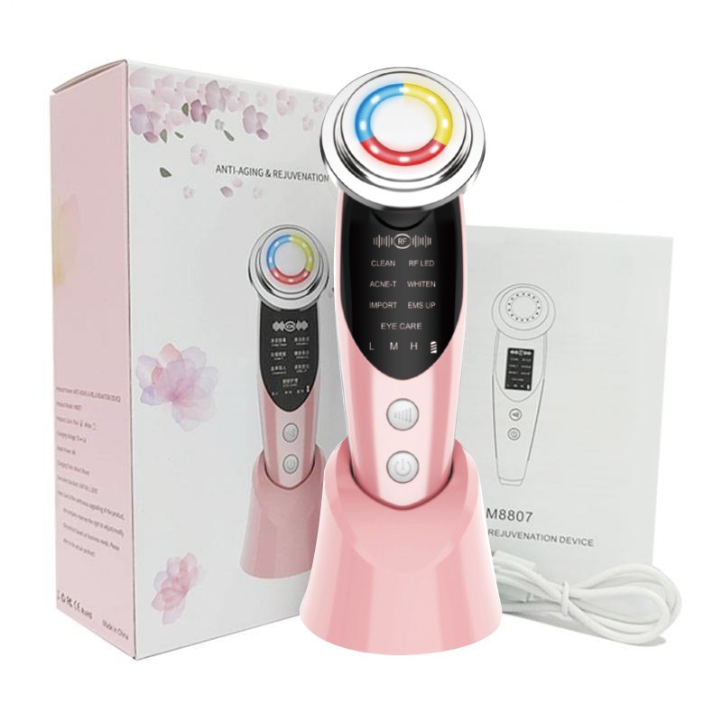 마사지기 얼굴 마사지 RF EMS 페이스 리프팅 안티 에이징 LED 라이트 테라피, 주름 제거 스킨 케어 뷰티 디바이스, 7 인 1 : 우동고양이