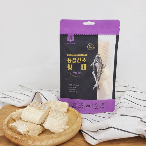 앱솔루트블랙 동결건조 황태 20g 강아지간식 생선간식 국내산간식 고양이 간식 반려동물간식 : 드몽드펫샵