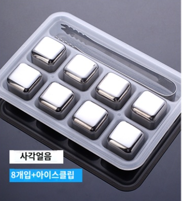 아이스 큐브 + 클립 + PP보관함 304 스테인리스 스틸 바 위스키 와인 얼음스톤 스댕 : 제이에이치티