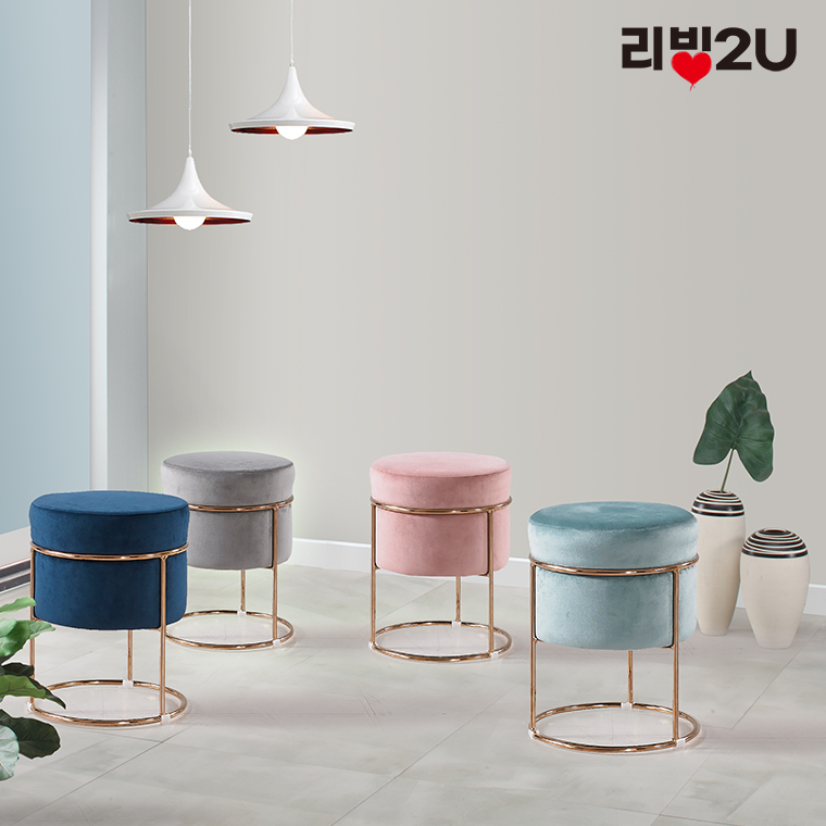 [리빙2U] 에덴 바쏘 로즈골드 벨벳 스툴 화장대의자 : 리빙2U