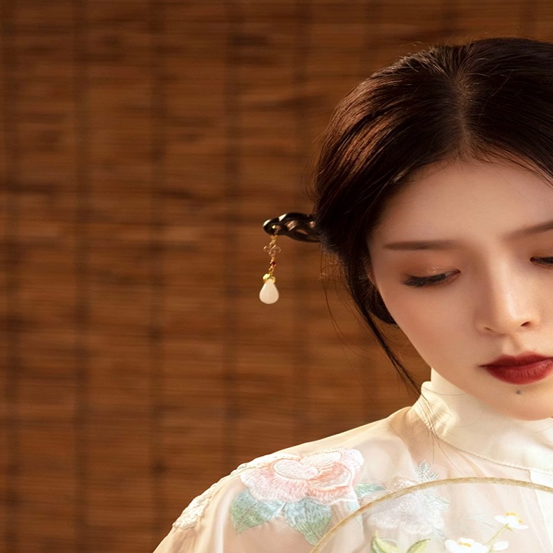 나무 은 옥 비녀 U자 한복 머리 장식 혼주 뒤꽂이 고풍스러운 고급 목제 락킹번 중국풍 : 원소셜네트워크