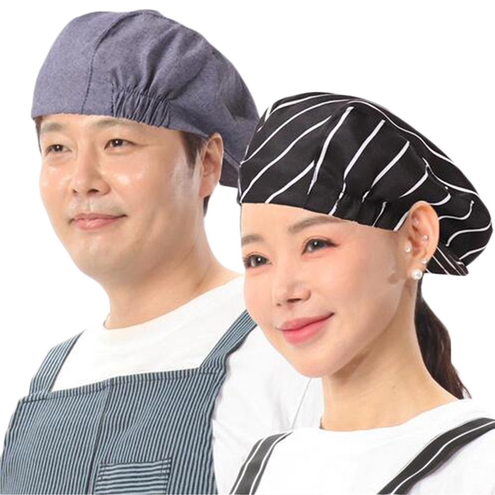 DCA87 카페 유니폼 주방 서빙 고무줄 헌탱캡 조리모 : 대박가운