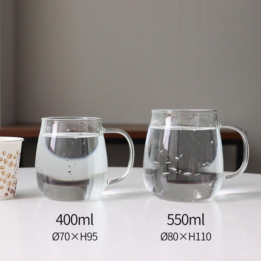 홈카페 내열 유리컵 커피잔 유리잔 카페컵 라떼 AA 항아리 머그 400ml : 오메가키친