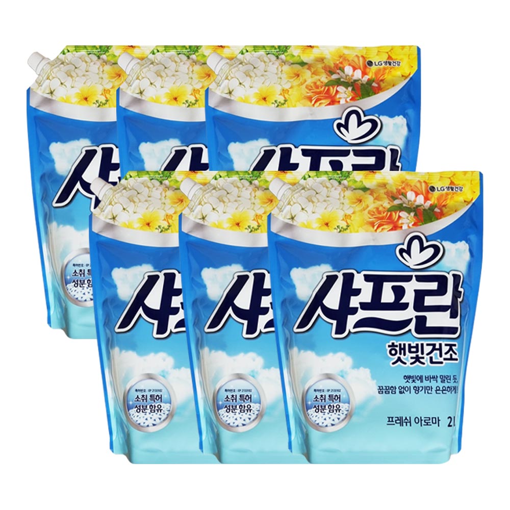 엘지 샤프란 섬유유연제 햇빛건조 프레쉬 아로마 2L x 6개 : 더조은유통8667