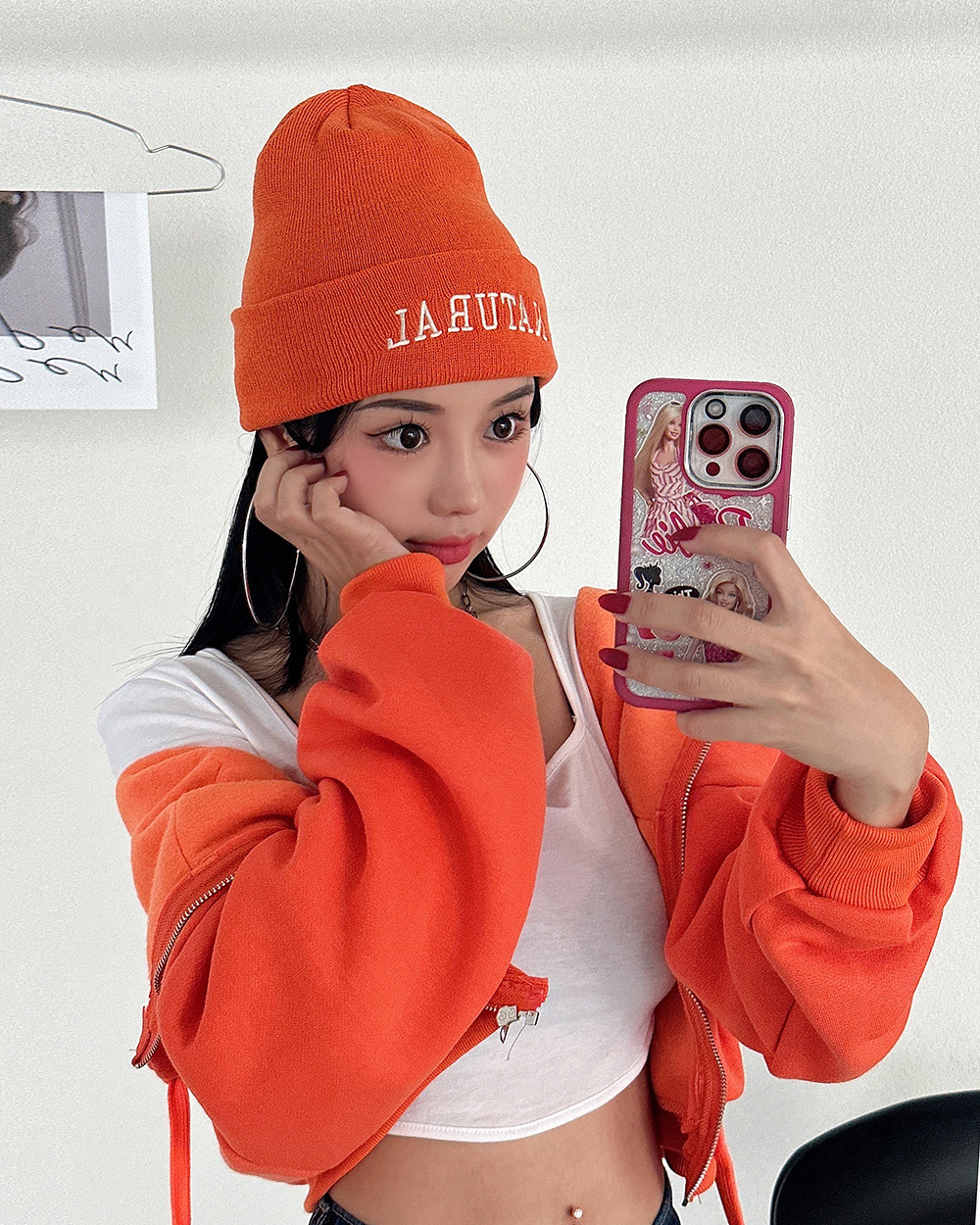 [딜라잇제이] 내츄럴 오렌지 롤업 비니 : 딜라잇J