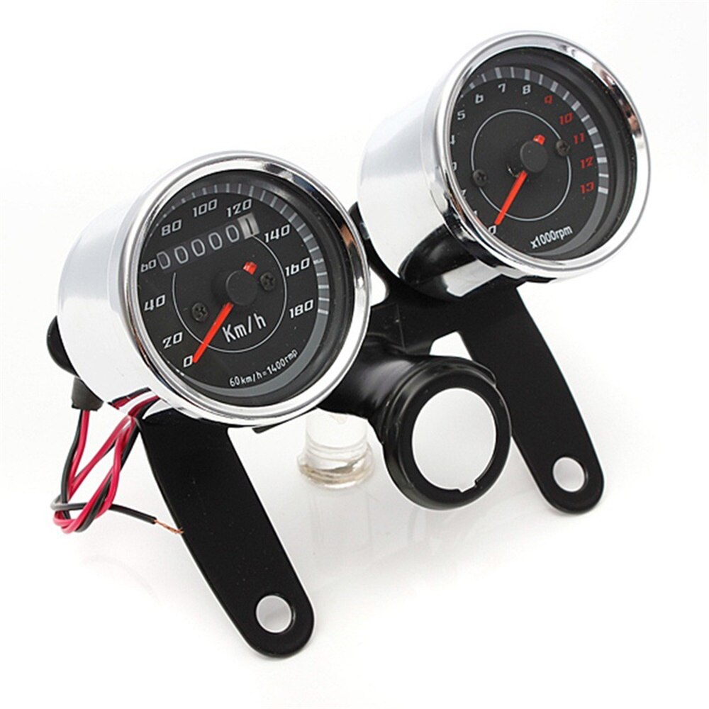 오토바이 LED 범용 투어 타코미터 게이지 스탠 포함 속도계 조합 12V 0-180 Km/h : 러블리도트1