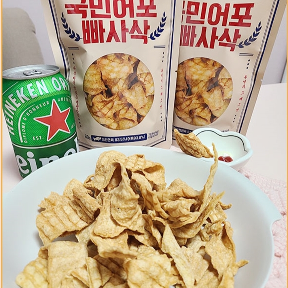마약빠삭이 어포튀각 빠사삭 간식거리 어포 80g : 오아시스가든