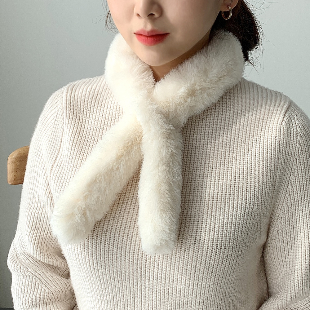 짧은머플러 숏 토끼털 목도리 쁘띠 밍크목도리 에코퍼 : 베리룸