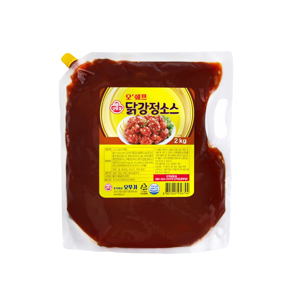 오뚜기 오쉐프 통닭 양념소스 매운맛 2kg 치킨양념 : 만다꼬컴퍼니