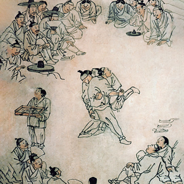 김홍도 동양화 작품 l 길쌈 무동 빨래터 서당 신행 씨름 점심 활쏘기 그림 액자 : 태시스템