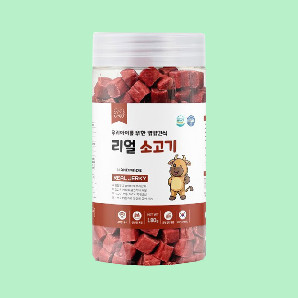 [3+1] 리얼져키 대용량 강아지 노즈워크 간식 소고기, 180g, 1개 : 펫방앗간