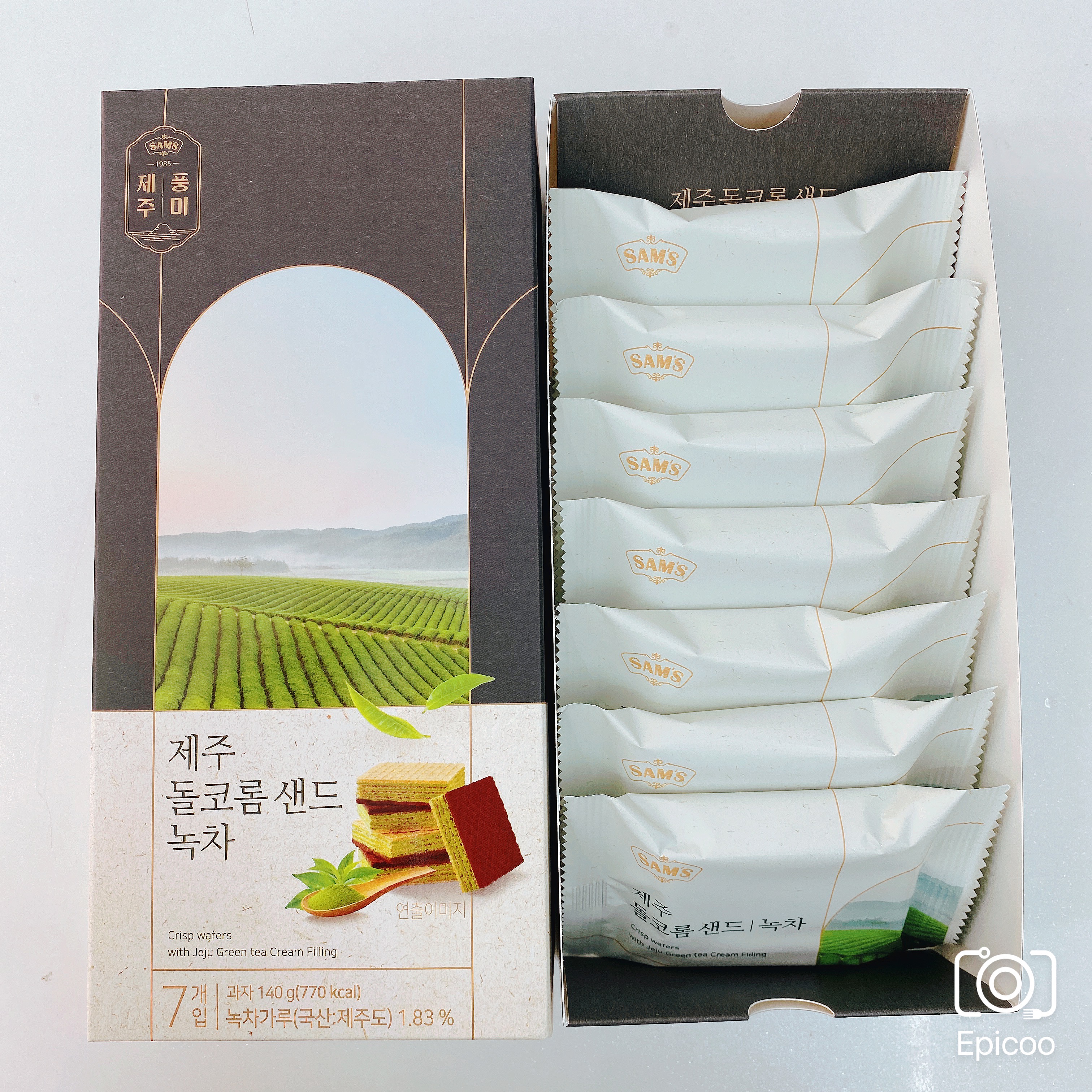(2상자)제주 돌코롬 샌드 녹차 웨하스 제주도기념품(7개입) : 트로피칼제주