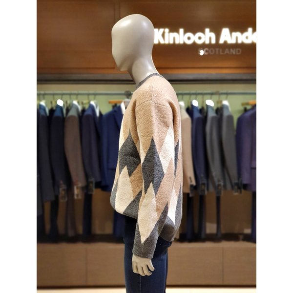 [갤러리아] 킨록 F／W 아가일 패턴 라운드 니트 베이지 (TGW03)(타임월드) : 갤러리아백화점