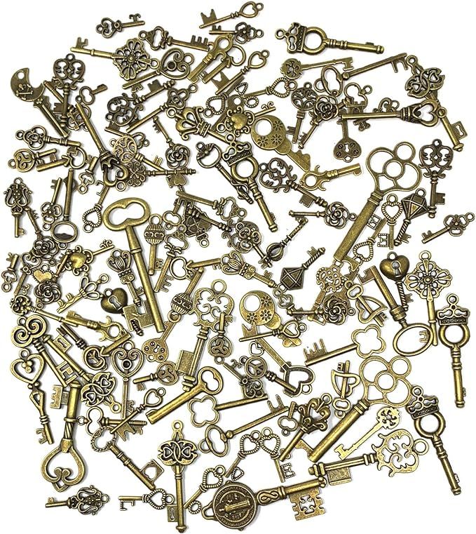 125 PCS Vintage Skeleton Key Set Charms, JIALEEY M : 고고셀러