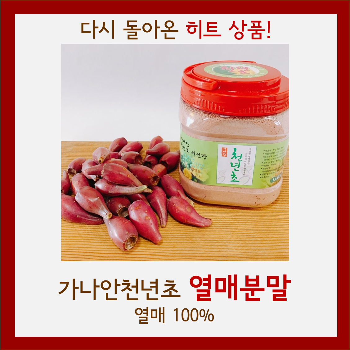 가나안천년초 열매분말 1kg : 엘림농원 ELIM FARM