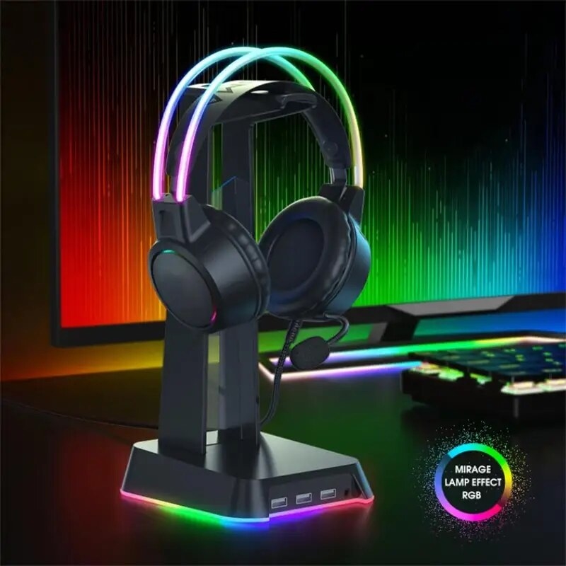 헤드셋 게이밍 어학용 헤드 서라운드 스테레오 포함 RGB 빔 게이머 3.5mm 내구성 : 고앤픽