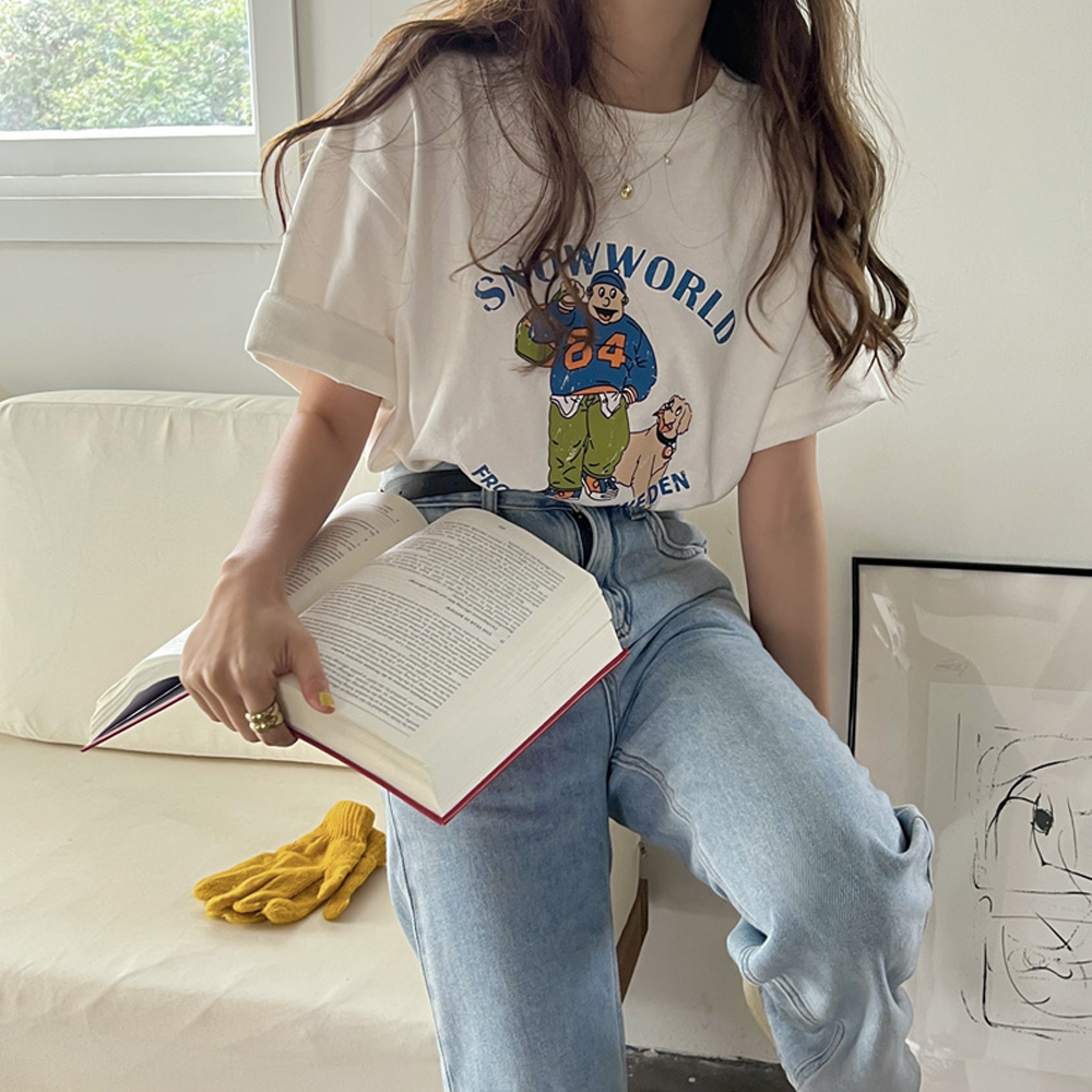 [AB367]월드 프린팅 반팔 티셔츠 : mingtto
