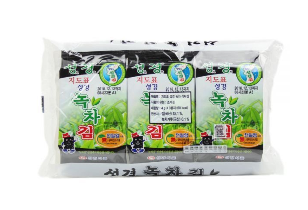 성경김 녹차 도시락김 3단 x 72봉 (박스) : 살구네유통