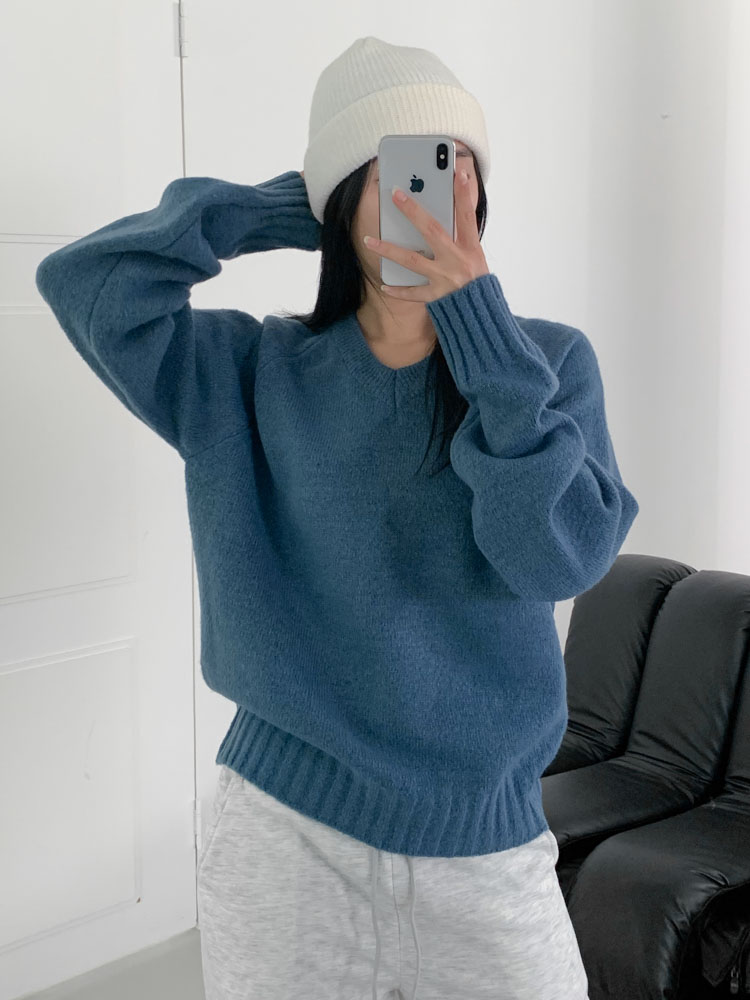 [루즈핏/울따뜻!] 울혼방 포근 브이넥 니트 5color : 시프트에잇