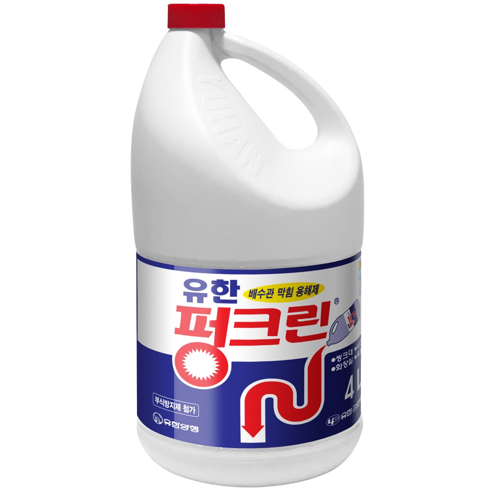 유한락스 펑크린 배수관 막힘 용해제 4L 1개 : 올데이 올웨이즈