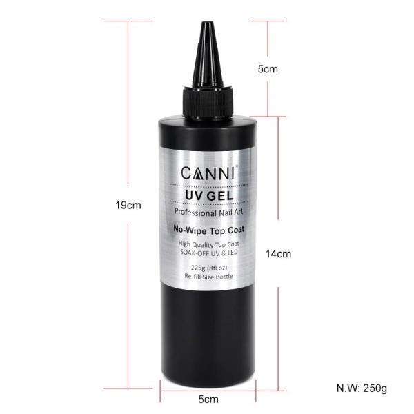 CANNI 노 와이프 탑코트 소크 오프 젤 벌크 원료 LED UV 오래 지속되는 고광택 클린 네일 베이스 225g : khsangsa